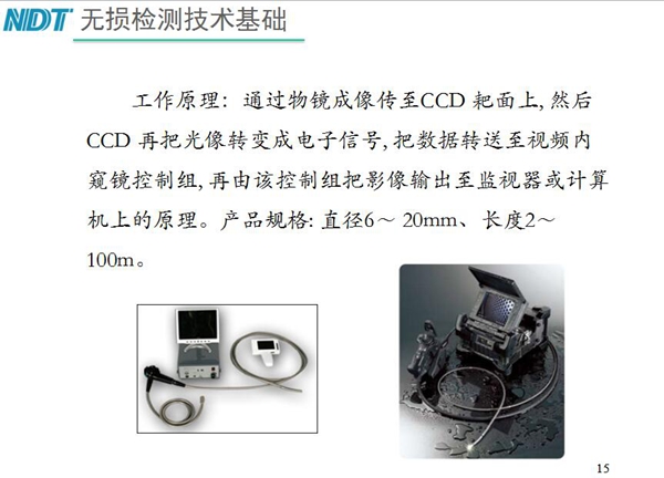 電子視頻內(nèi)窺鏡工作原理：通過物鏡成像傳至CCD耙面上，然后CCD再把光像轉(zhuǎn)變成電子信號(hào)，把數(shù)據(jù)轉(zhuǎn)送至視頻內(nèi)窺鏡控制組，再由該控制組輸出至監(jiān)視器或計(jì)算機(jī)上。