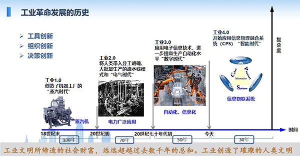 工業(yè)文明所締造的社會(huì)財(cái)富，遠(yuǎn)遠(yuǎn)超越過去數(shù)千年的總和。工業(yè)創(chuàng)造了璀璨的人類文明，工業(yè)革命發(fā)展經(jīng)歷1.0至4.0總共四個(gè)階段