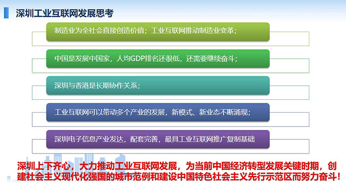 制造業(yè)為全社會直接創(chuàng)造價值；工業(yè)互聯(lián)網(wǎng)推動制造業(yè)變革；工業(yè)互聯(lián)網(wǎng)可以帶動多個產(chǎn)業(yè)的發(fā)展，新模式、新業(yè)態(tài)不斷涌現(xiàn)； 工業(yè)互聯(lián)網(wǎng)可以帶動多個產(chǎn)業(yè)的發(fā)展，新模式、新業(yè)態(tài)不斷涌現(xiàn)；深圳上下齊心，大力推動工業(yè)互聯(lián)網(wǎng)發(fā)展， 為當(dāng)前中國經(jīng)濟(jì)轉(zhuǎn)型發(fā)展關(guān)鍵時期，創(chuàng)建社會主義現(xiàn)代化強(qiáng)國的城市范例和建設(shè)中國特色社會主義先行示范區(qū)而努力奮斗！